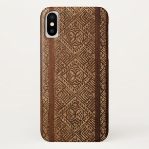 Samoan樹皮布のハワイのフェイクな木製のサーフボード iPhone X ケース