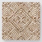 Samoan樹皮布のハワイアンのTikiのバーの石のコーター ストーンコースター (正面)