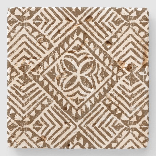 Samoan樹皮布のハワイアンのTikiのバーの石のコーター ストーンコースター (正面)