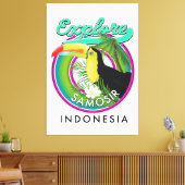 Samosirインドネシア旅行ロゴを探索する キャンバスプリント (インサイチュ (リビング))