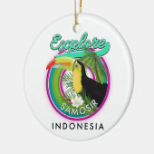 Samosirインドネシア旅行ロゴを探索する セラミックオーナメント (左)