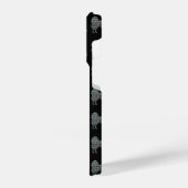 Samoyedかわいい犬のシルエットグリッドブラック iPhoneケース (左側面)