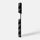 Samoyedかわいい犬のシルエットグリッドブラック iPhoneケース (右側面)