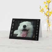 SAMOYEDが私のケ救ーキ/私は愛する私の誕生日の願いを言う カード (黄色い花)