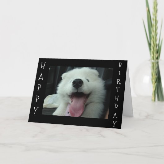 SAMOYEDが私のケ救ーキ/私は愛する私の誕生日の願いを言う カード (正面)