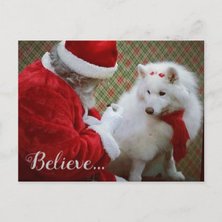 SamoyedとSanta Christmasはがき 案内ポストカード