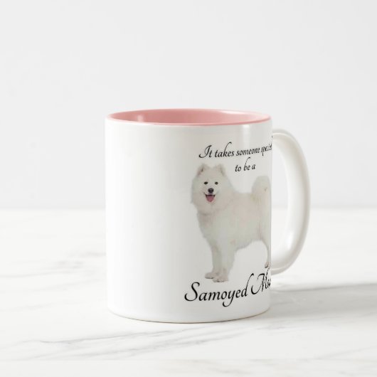 Samoyedのお母さんのマグ ツートーンマグカップ (正面右)