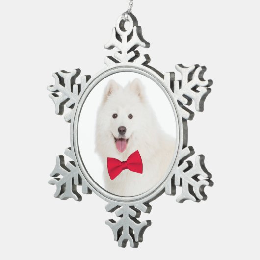 Samoyedのクリスマスのオーナメント スノーフレークピューターオーナメント (右)