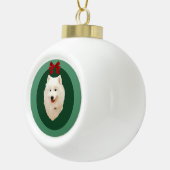 Samoyedのクリスマスの休日のオーナメント; 無署名 セラミックボールオーナメント (右)