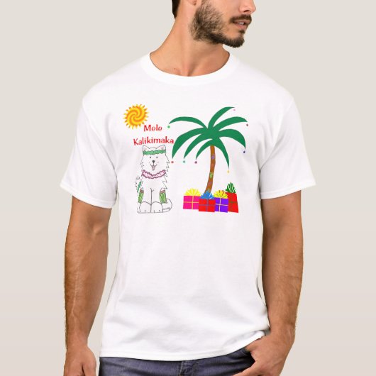 Samoyedのハワイアンのクリスマス Tシャツ (正面)
