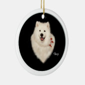 SamoyedのポートレートFrt及びクリスマスツリーのBckのオーナメント セラミックオーナメント (右)