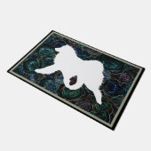 Samoyedの側面の足取り24" x36"絶妙なドア・マット ドアマット (アングル)