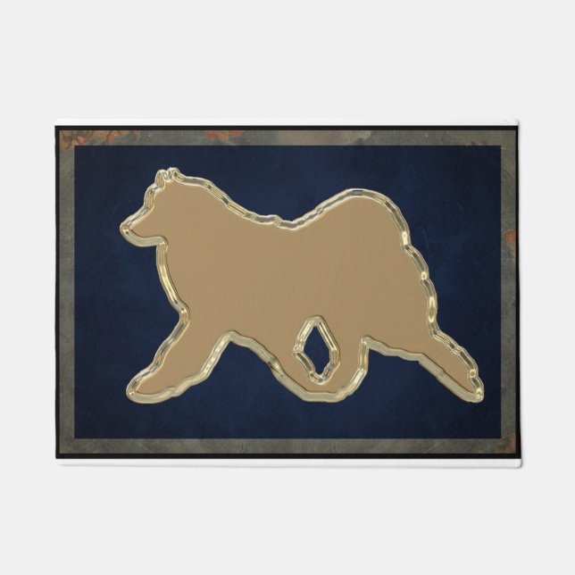 Samoyedの滑り止めのゴム18" x 24"ドア・マット ドアマット (正面)