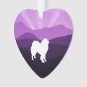 Samoyedの陶磁器のハートのオーナメント; 形の選択 オーナメント (正面)