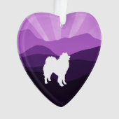 Samoyedの陶磁器のハートのオーナメント; 形の選択 オーナメント (正面)