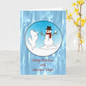 Samoyedの魔法のクリスマスによって折られる挨拶状 カード (黄色い花)