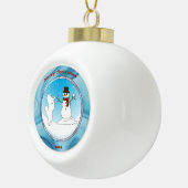 Samoyedの魔法; 陶磁器休日の木のオーナメント- セラミックボールオーナメント (右)