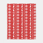 Samoyedはクリスマスパターン赤のシルエットを描きます フリースブランケット (正面)