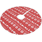 Samoyedはクリスマスパターン赤のシルエットを描きます ブラッシュドポリエステルツリースカート (アングル)