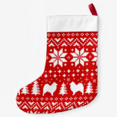 Samoyedは赤と白パターンSammiesのシルエットを描きます スモールクリスマスストッキング (裏面)