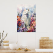 Samoyedカラフル水のカラーアートワーク ポスター (キッチン)
