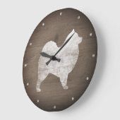 Samoyedシルエ素朴ット ラージ壁時計 (傾斜)