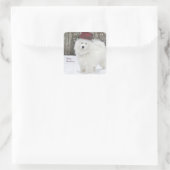 Samoyedホリデーステッカー – -20丸い正方形 スクエアシール (バッグ)