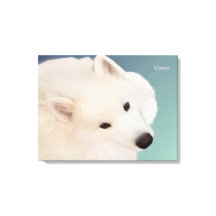 Samoyedポートレート24." x 16."x 1.5インチキャンバスプリント