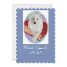 Samoyedポートレート、スキャロップフラットグリーティングカード