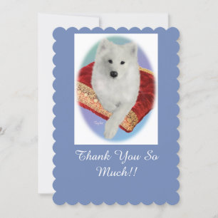 Samoyedポートレート、スキャロップフラットグリーティングカード サンキューカード