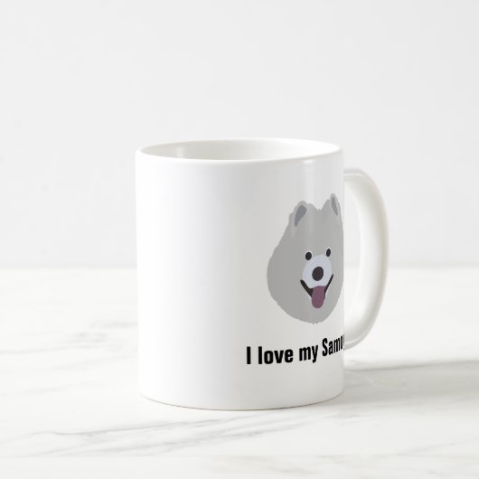 Samoyed犬のコーヒー・マグ- I愛私のSamoyed犬のマグ コーヒーマグカップ (正面右)
