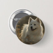 Samoyed犬の品種円形Pin 缶バッジ (正面&裏面)