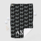 Samoyed笑顔の犬かわいいシルエットY&Bグリッドブラック ゴルフタオル (インサイチュ)