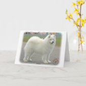 Samoyed カード (黄色い花)