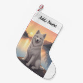 Samoyed スモールクリスマスストッキング (正面 (吊り時))