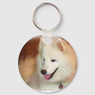 Samoyed、デジタル油絵の効果と、鍵 キーホルダー