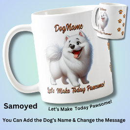 Samoyed、Add Dog's Name、Change文字 コーヒーマグカップ