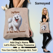Samoyed - Add Dog's Name, Change文字 トートバッグ