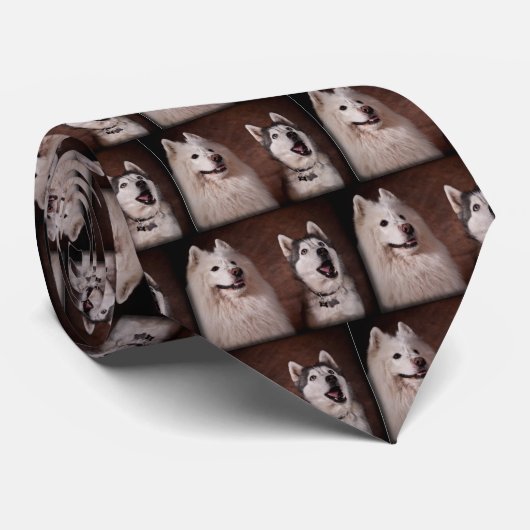 Samoyed and Husky ネクタイ (ロール)