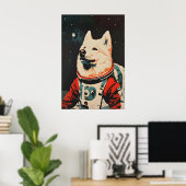 Samoyed Astronaut Poster, Samoyed Retro Print ポスター (ホームオフィス)