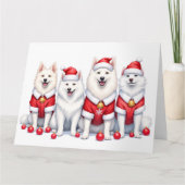 Samoyed Christmas Dress Santa Hat カード (正面)