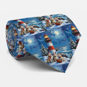 Samoyed Christmas Lighthouse Holiday ネクタイ (ロール)