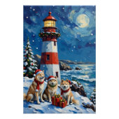 Samoyed Christmas Lighthouse Holiday ポスター (正面)