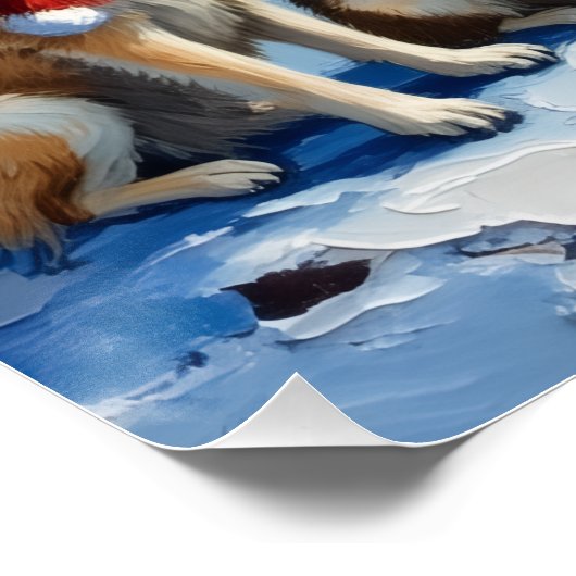 Samoyed Christmas Lighthouse Holiday ポスター (コーナー)