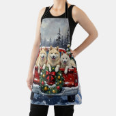 Samoyed Christmas Red Truck Holiday エプロン (インサイチュ)
