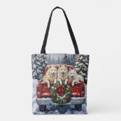 Samoyed Christmas Red Truck Holiday トートバッグ (裏面)