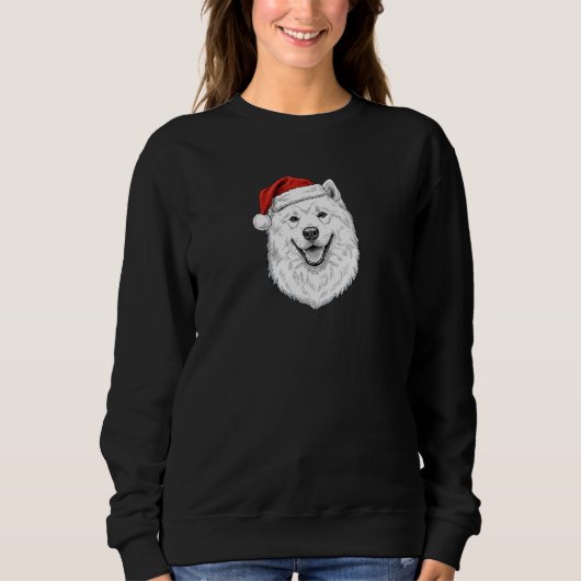 Samoyed Christmas Sweatshirt–Hand-Drawn Santa Dog スウェットシャツ (正面)