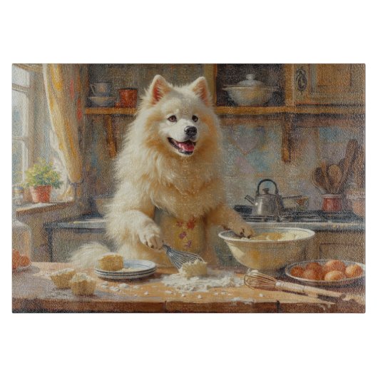 Samoyed Cooking in Kitchen カッティングボード (正面)