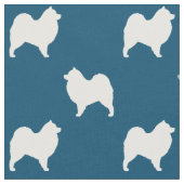 Samoyed Dogシルエット模様(青と白) ファブリック (クローズアップ)