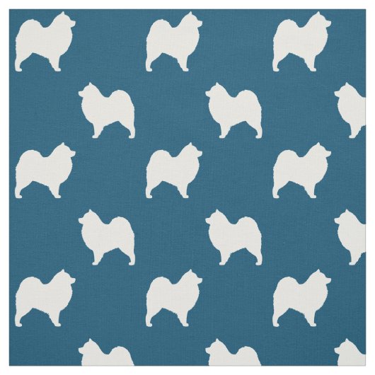 Samoyed Dogシルエット模様(青と白) ファブリック (見本)